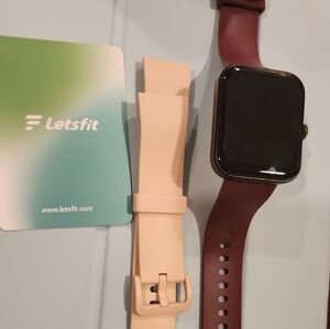 Letsfit E22 Smartwatch with Three Straps (Pink, Burgundy & Navy)